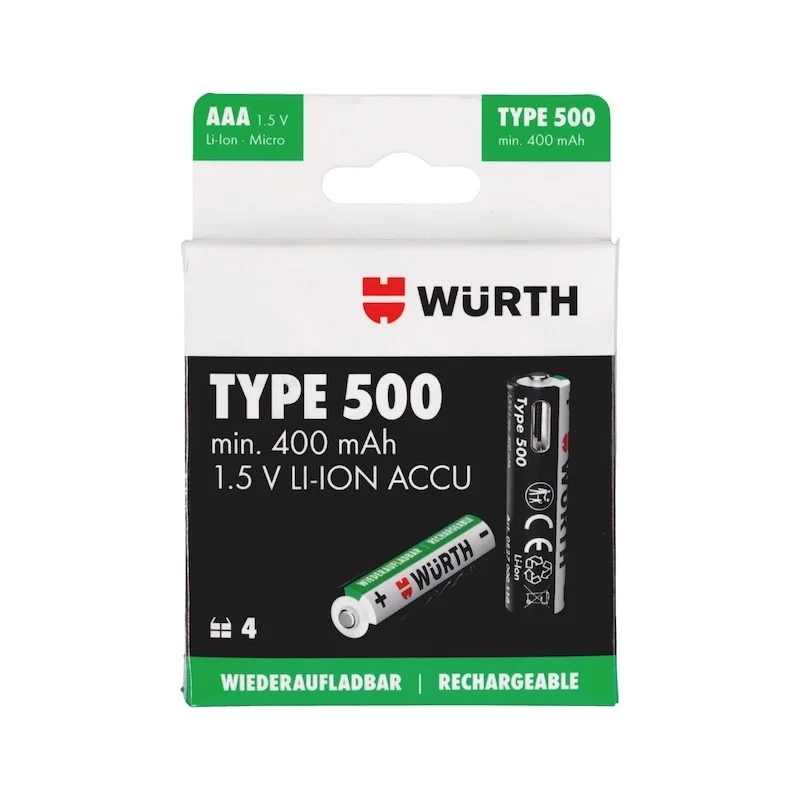 PAKRAUNAMŲ AAA DYDŽIO AKUMULIATORIŲ RINKINYS 1,5V 400mAh 4 VNT.