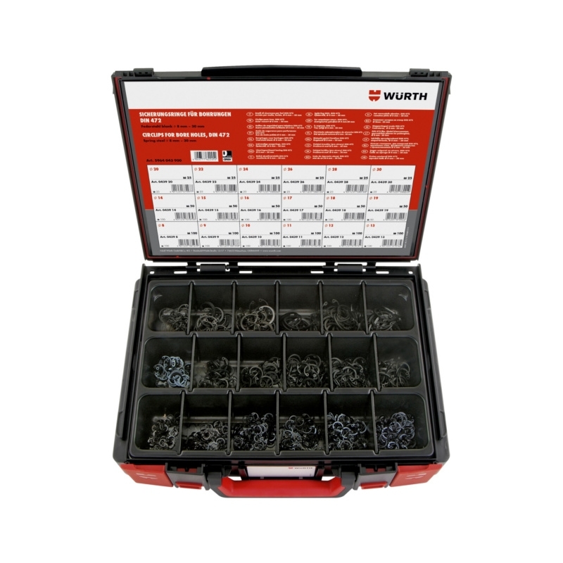 FIKSAVIMO ŽIEDŲ KIAURYMIŲ RINKINYS D 8-30 MM