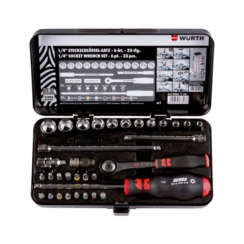 1/4" ŠEŠIAKAMPIŲ GALVUČIŲ RINKINYS, 33 VNT.