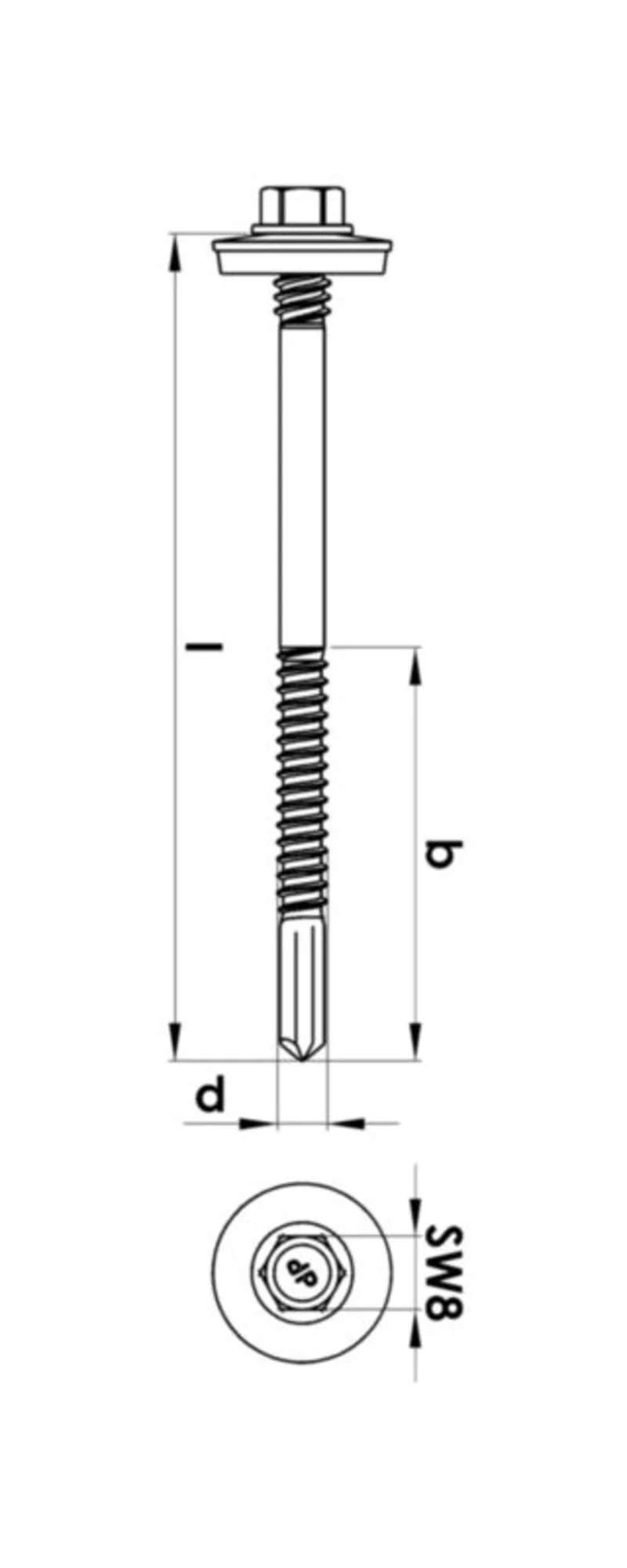DIN 7504-K GRĘŽIANTIS SRAIGTAS DAUGIASLUOKSNĖMS PLOKŠTĖMS 5,5X150 12 MM, CINKUOTAS