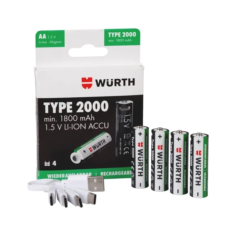 PAKRAUNAMŲ AA DYDŽIO AKUMULIATORIŲ RINKINYS 1,5V 1800mAh 4 VNT.