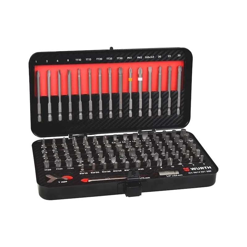 UNIVERSALUS SPECIALIŲ 1/4" ANTGALIŲ RINKINYS, 105 VNT.