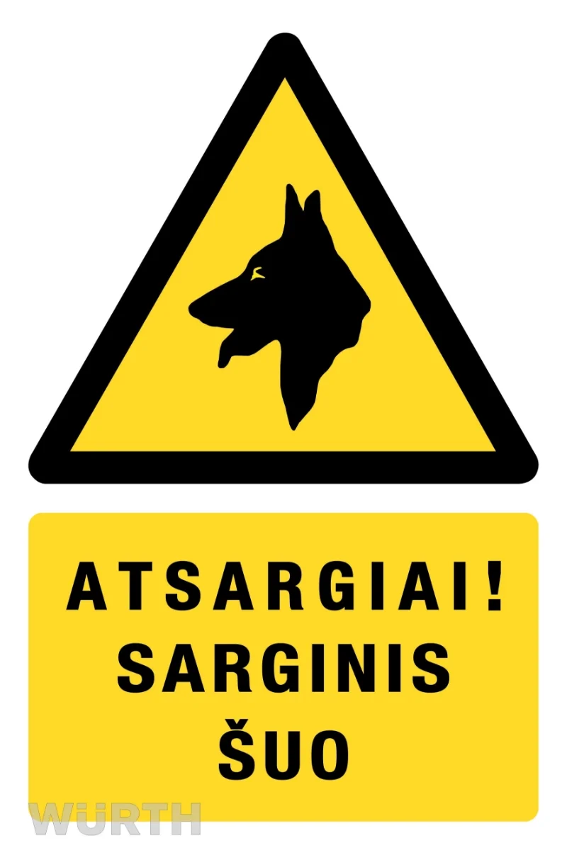 PLASTIKINĖ LENTELĖ, ATSARGIAI! SARGINIS ŠUO