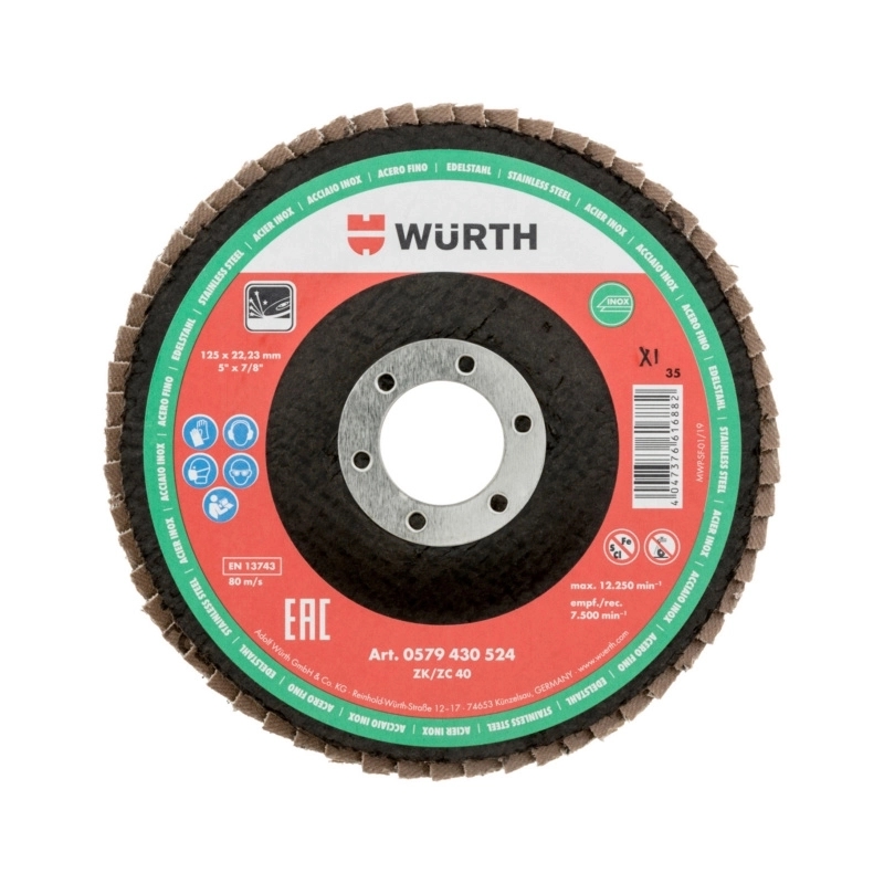 ŠLIFAVIMO DISKAS LAPELINIS ŽALIA SPALVA NERŪDIJANČIAM PLIENUI ZIRKONIO-KORUNDO ABRAZYVAS LYGUS