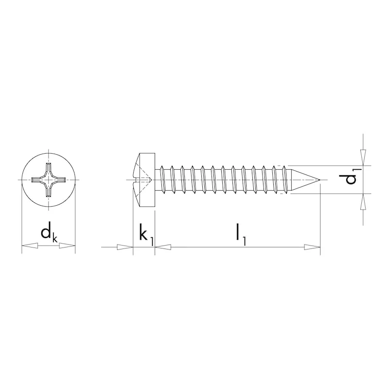SRAIGTAI SKARDAI ISO 7049 / DIN 7981 A2K